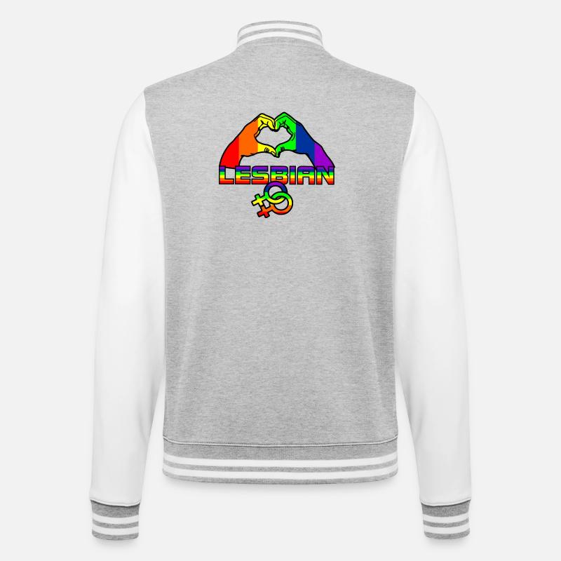 Regenbogen lesbies stolzes Logo 4 - College-Sweatjacke - Grau meliert/Weiß