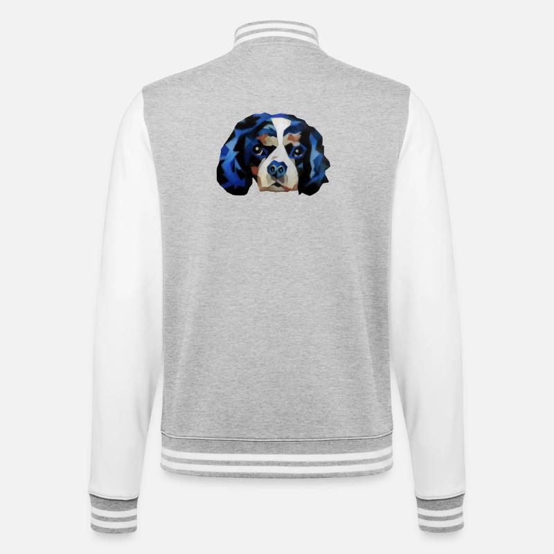 Cavalier King Charles Spaniel - College-Sweatjacke - Grau meliert/Weiß