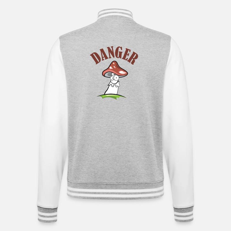 Toadstool danger symbol comic funny - College Sweat Jacket - heather grey/white