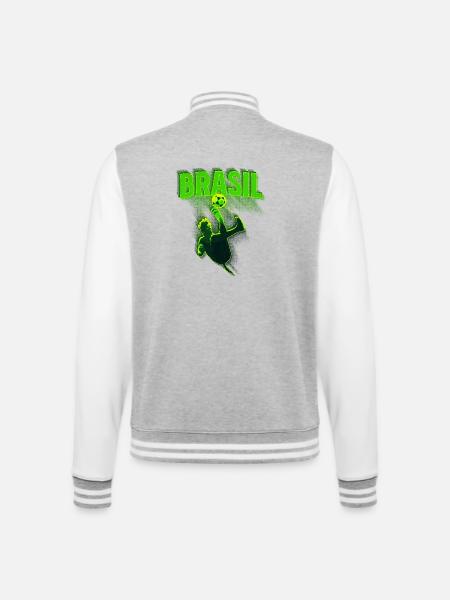 Brasil Neon Soccer Kick - College Sweat Jacket - heather grey/white