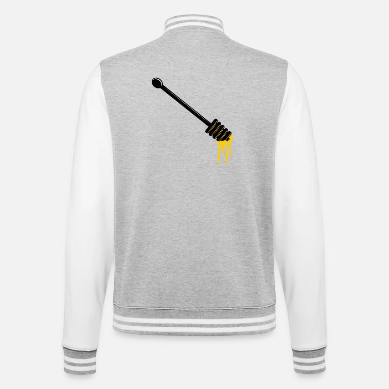 Honiglöffel mit Honig - College-Sweatjacke - Grau meliert/Weiß