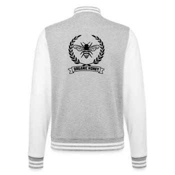 Bienen im Lorbeerkranz - College-Sweatjacke - Grau meliert/Weiß - Hinten - Marisol (170cm)