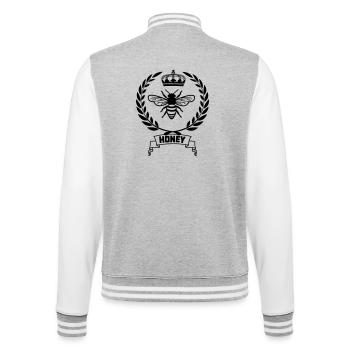 Biene im Lorbeerkranz - College-Sweatjacke - Grau meliert/Weiß - Hinten - Marisol (170cm)