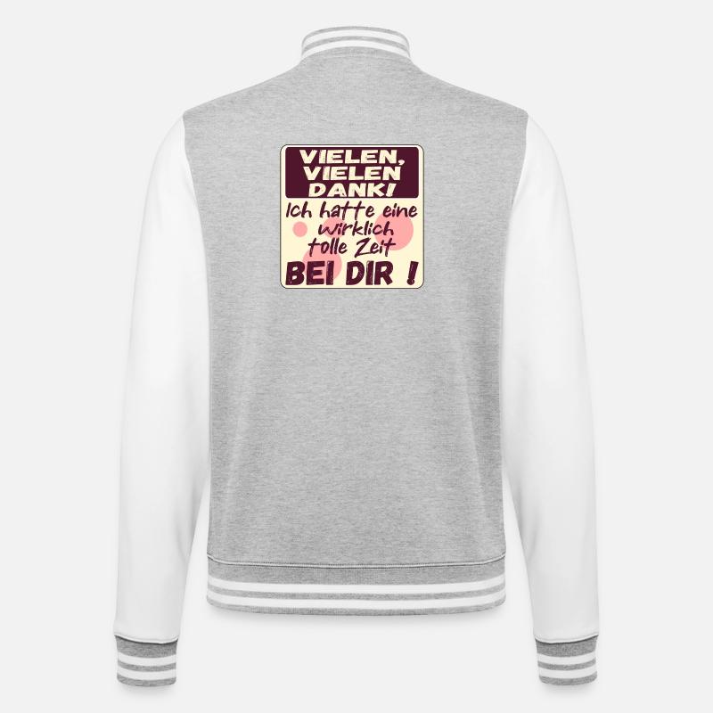 Dankbare Zeit - Abschiedssprüche - SICH BEDANKEN - College-Sweatjacke - Grau meliert/Weiß