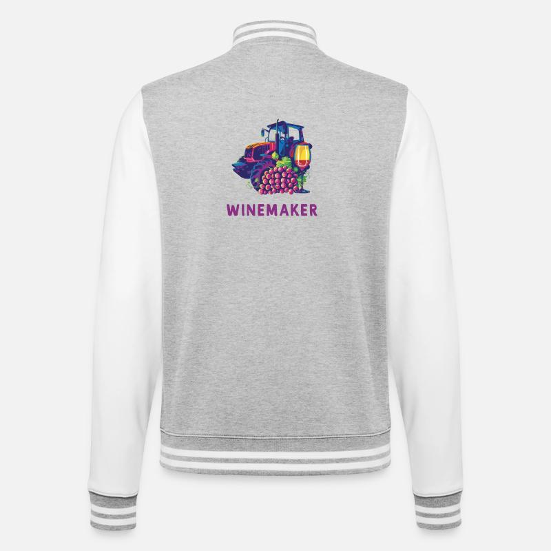 Winemaker Design - College Sweat Jacket - heather grey/white