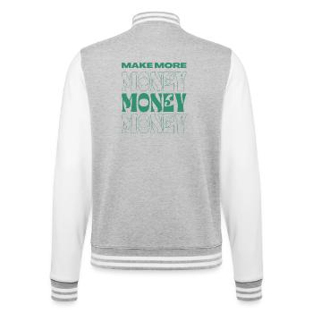 make more money - College Sweat Jacket - heather grey/white - Back - Marisol (170cm)