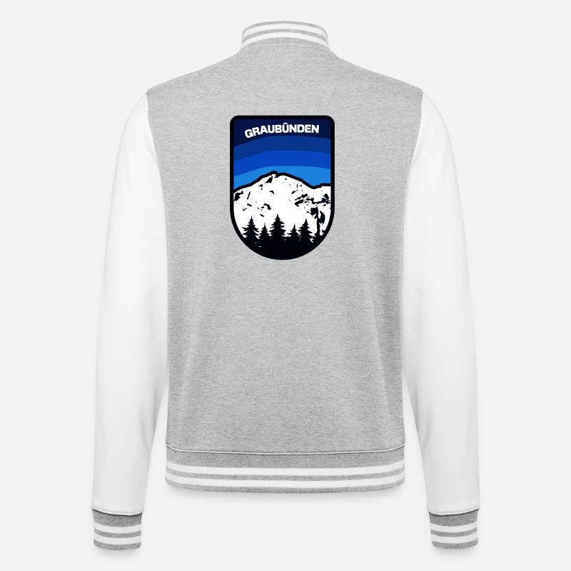 Graubünden Berglandschaft Emblem - College-Sweatjacke - Grau meliert/Weiß