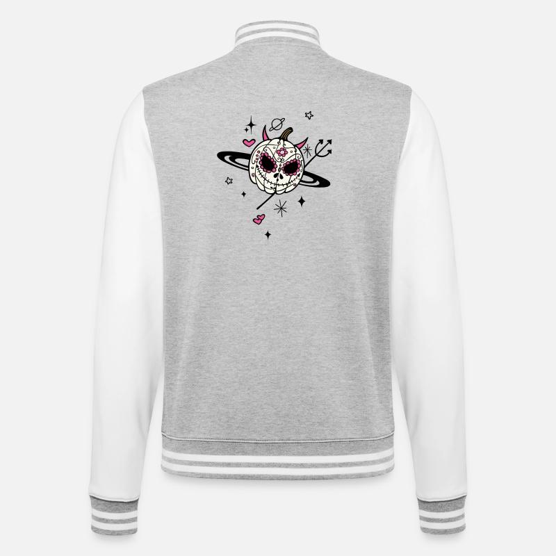 Pumpkin Devil Halloween Universe - College Sweat Jacket - heather grey/white