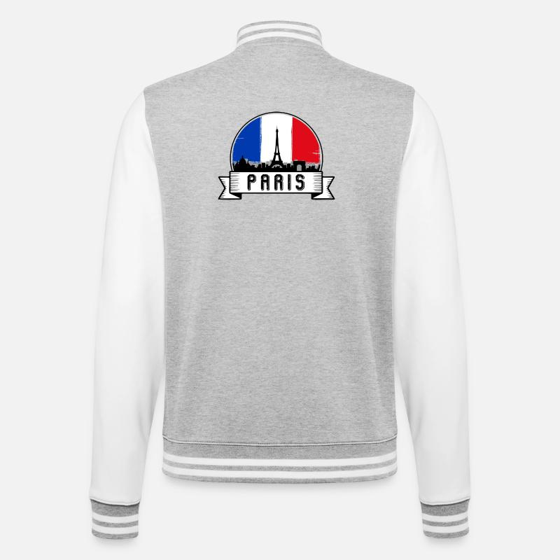 Emblem der Pariser Skyline - College-Sweatjacke - Grau meliert/Weiß
