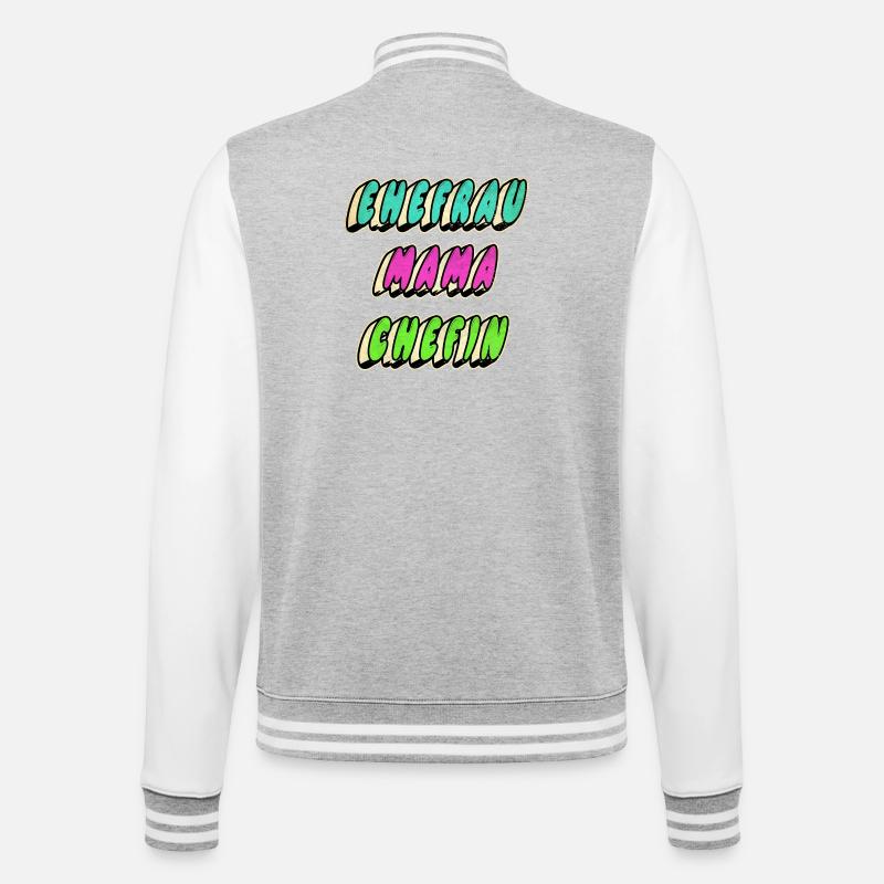 Ehefrau Mama Chefin - College-Sweatjacke - Grau meliert/Weiß