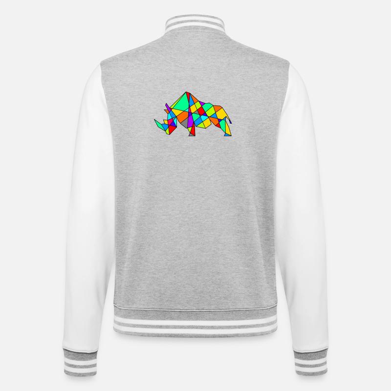 Geometrisches Kamel Puzzle Neonfarben - College-Sweatjacke - Grau meliert/Weiß