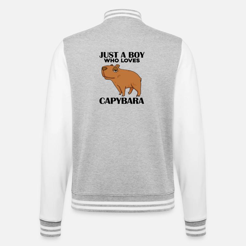 Capybara Junge - College-Sweatjacke - Grau meliert/Weiß