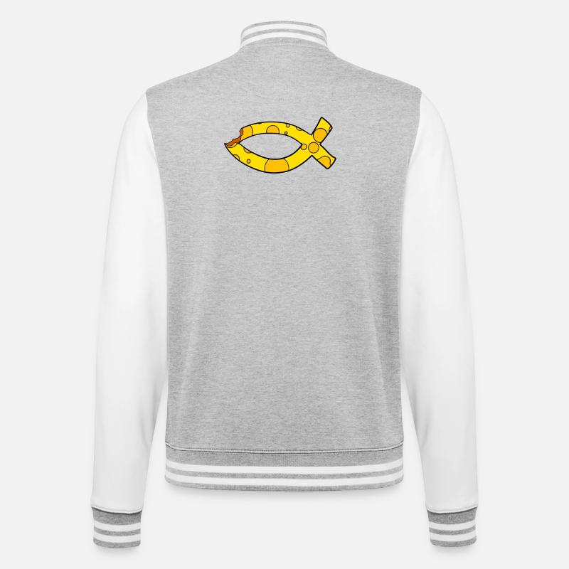 Fish Symbol Cheese - College Sweat Jacket - heather grey/white