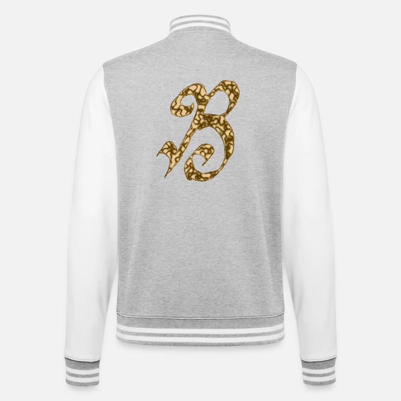 B / Initiale - Veste Teddy - gris chiné / blanc