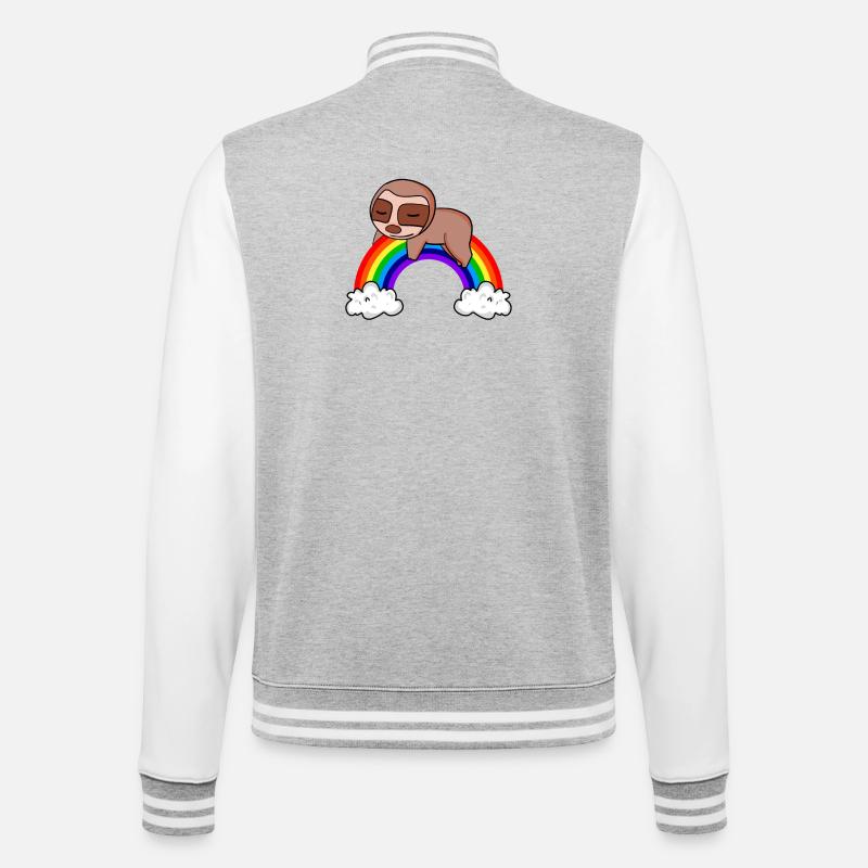 Rainbow Sloth - College Sweat Jacket - heather grey/white