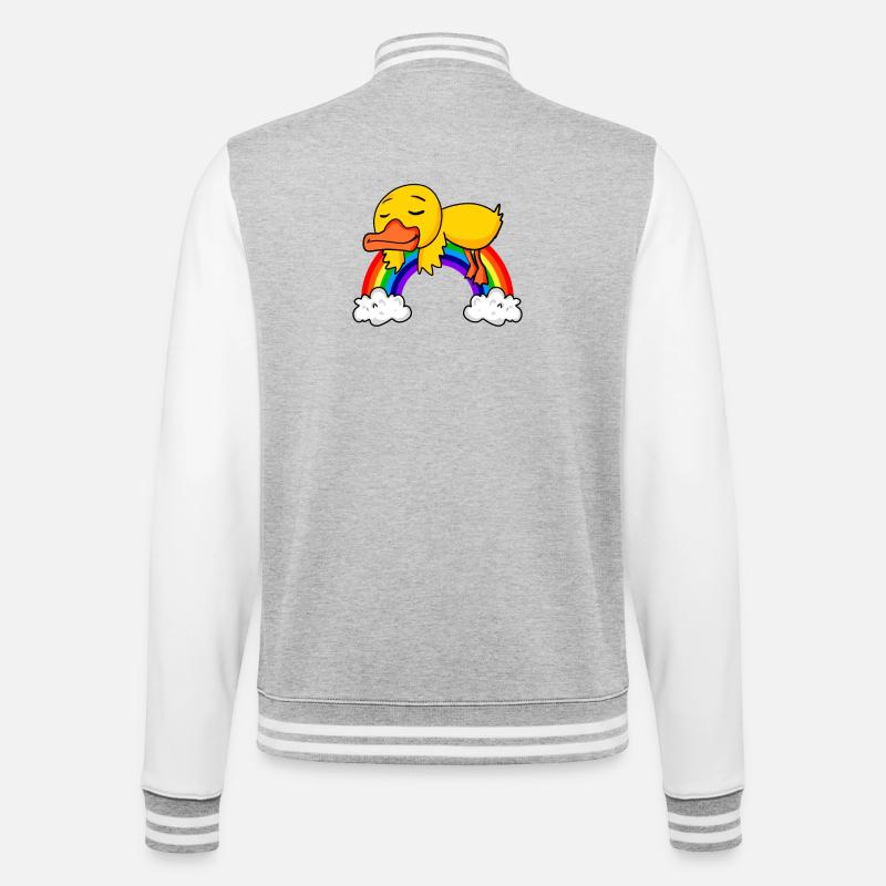 Canard arc-en-ciel - Veste Teddy - gris chiné / blanc