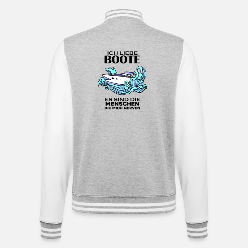 Motorboot Kapitän - College-Sweatjacke - Grau meliert/Weiß