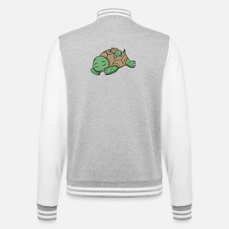 Turtle Papa with Baby Turtle - College Sweat Jacket - heather grey/white