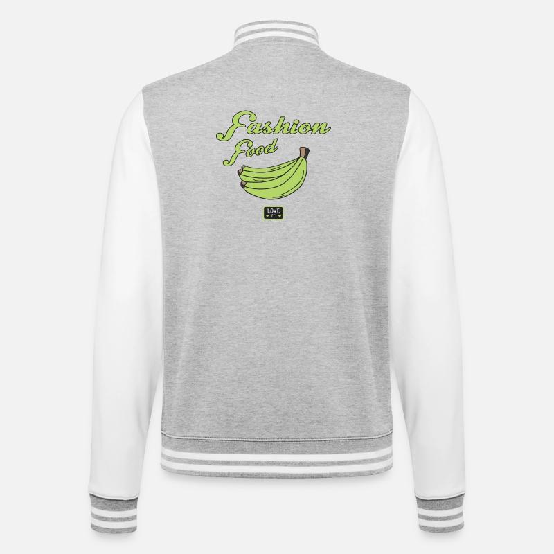 Mode Essen Bananen - College-Sweatjacke - Grau meliert/Weiß