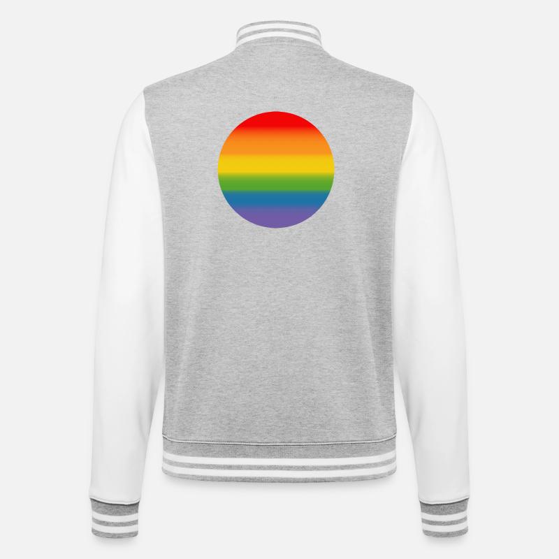 Regenbogen Verlauf Round - College-Sweatjacke - Grau meliert/Weiß
