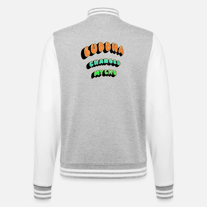 Buddha changed my life - College Sweat Jacket - heather grey/white