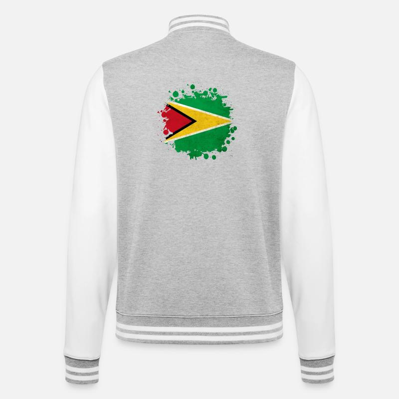 Guyana Flagge Klecks - College-Sweatjacke - Grau meliert/Weiß