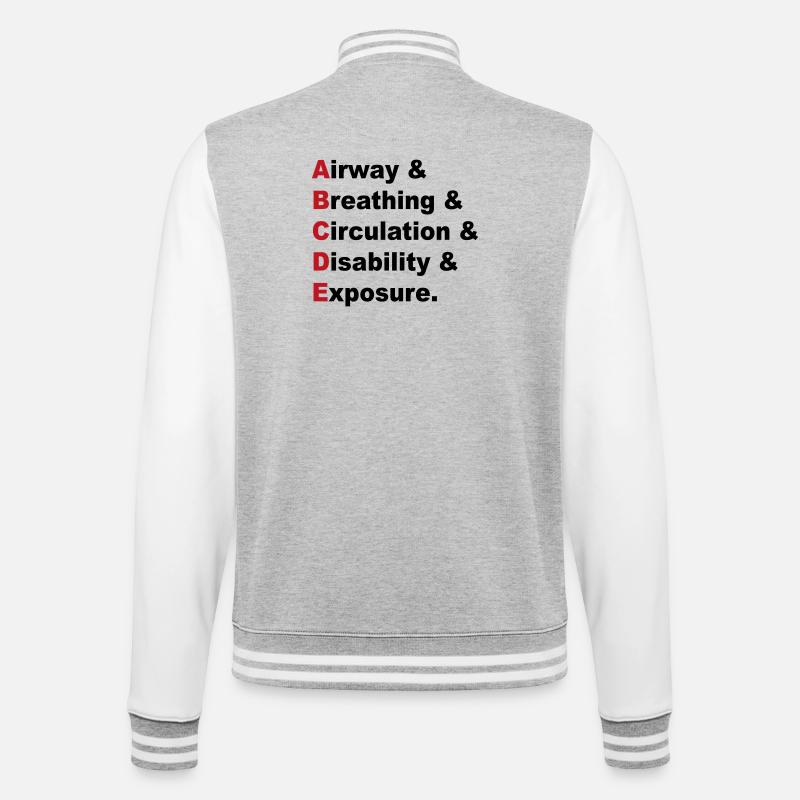 ABCDE Regel - College-Sweatjacke - Grau meliert/Weiß