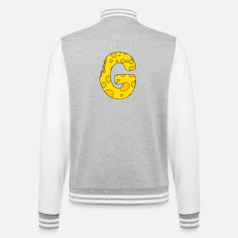 Buchstabe G - College-Sweatjacke - Grau meliert/Weiß