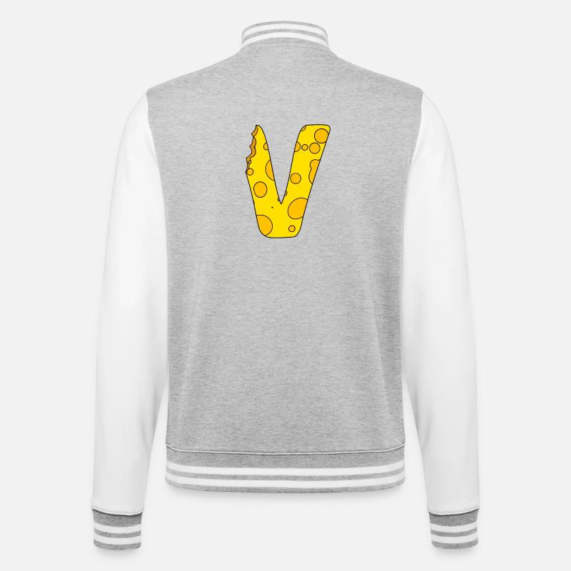 Letter V - College Sweat Jacket - heather grey/white
