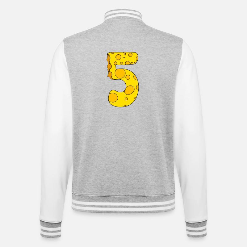 Number 5 Digit Cheese - College Sweat Jacket - heather grey/white