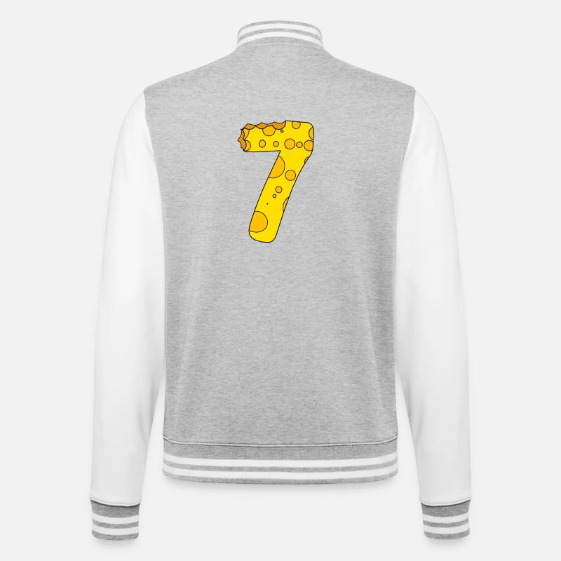 Number 7 Digit Cheese - College Sweat Jacket - heather grey/white