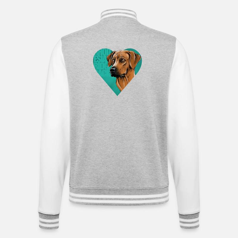Rhodesian Ridgeback - College-Sweatjacke - Grau meliert/Weiß