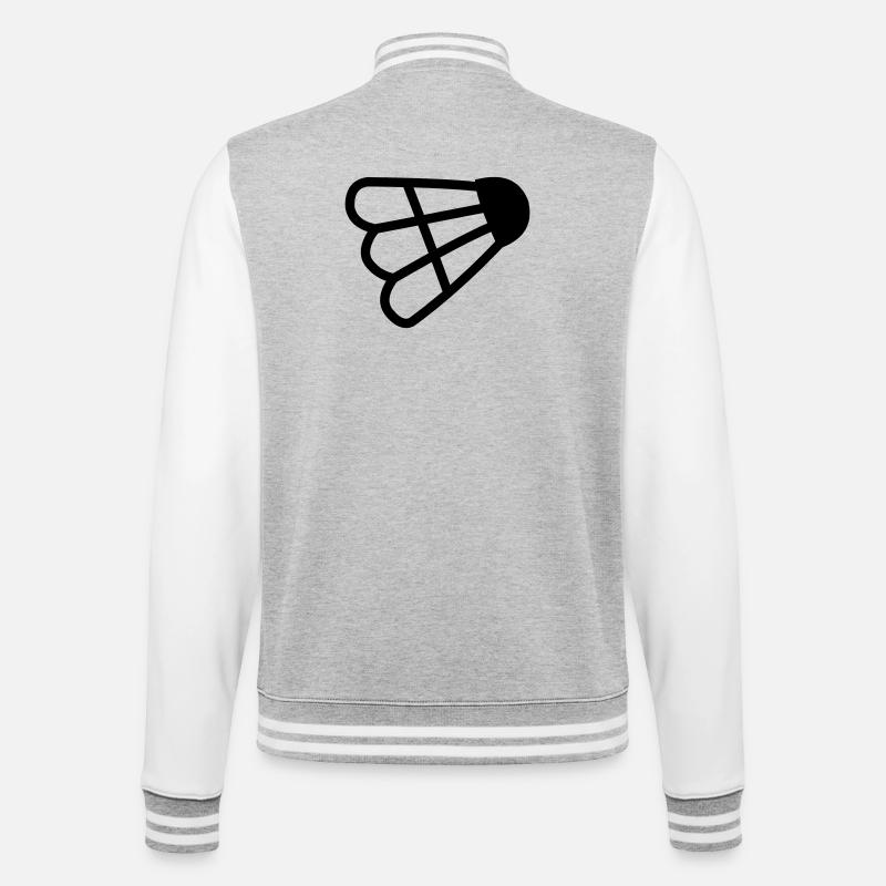 Badminton einfaches Shuttle-Logo - College-Sweatjacke - Grau meliert/Weiß
