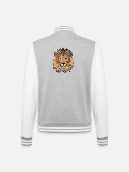 Löwe - College-Sweatjacke - Grau meliert/Weiß