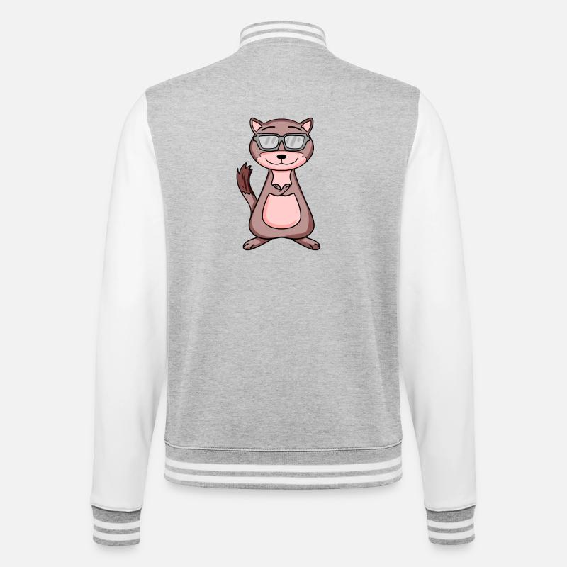 Belette avec lunettes de soleil - Veste Teddy - gris chiné / blanc