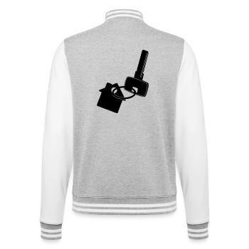 Key with house key to ring logo - College Sweat Jacket - heather grey/white - Back - Marisol (170cm)