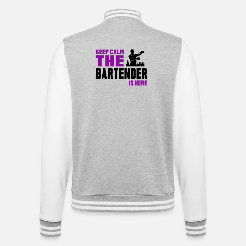 Keep Calm Barkeeper Design - College-Sweatjacke - Grau meliert/Weiß