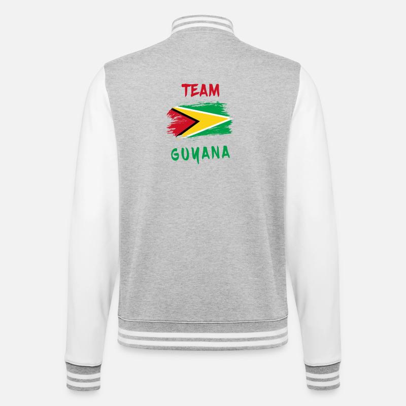 Team Guyana Flaggen Design - College-Sweatjacke - Grau meliert/Weiß