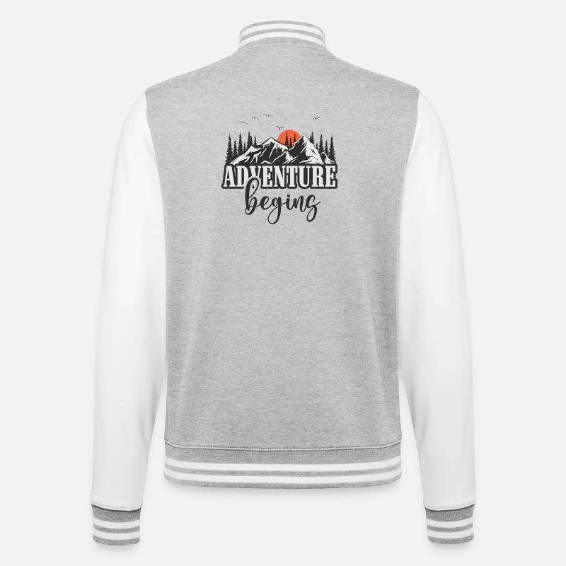 Das Abenteuer beginnt - College-Sweatjacke - Grau meliert/Weiß
