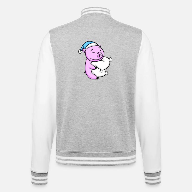 Cochon - Veste Teddy - gris chiné / blanc