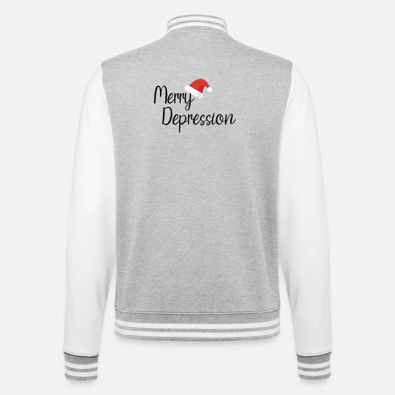 Merry Depression - College-Sweatjacke - Grau meliert/Weiß