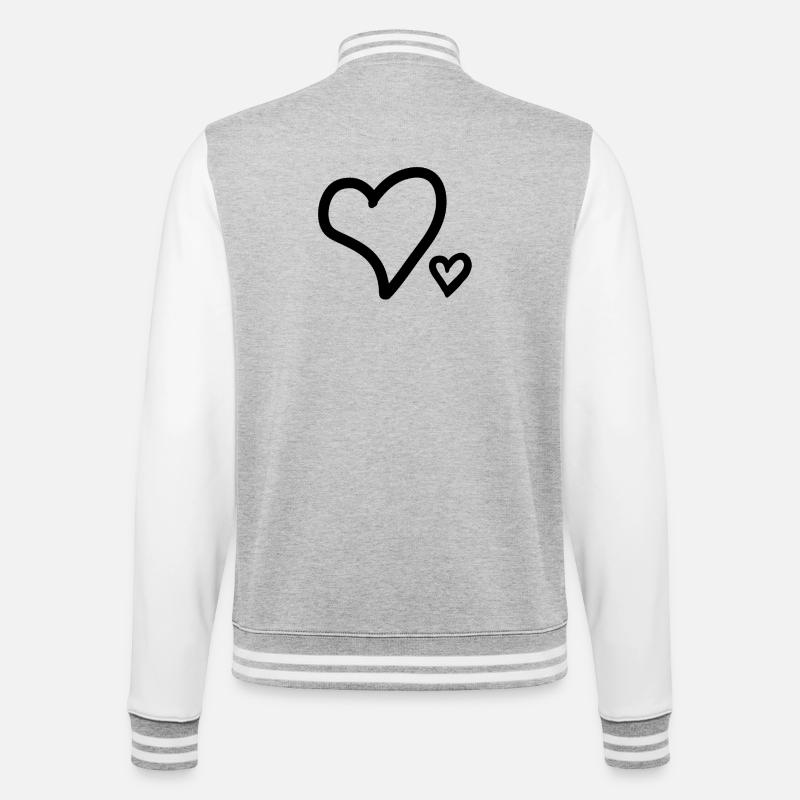 Hjerte hjerter - College sweatjakke - grå meleret/hvid