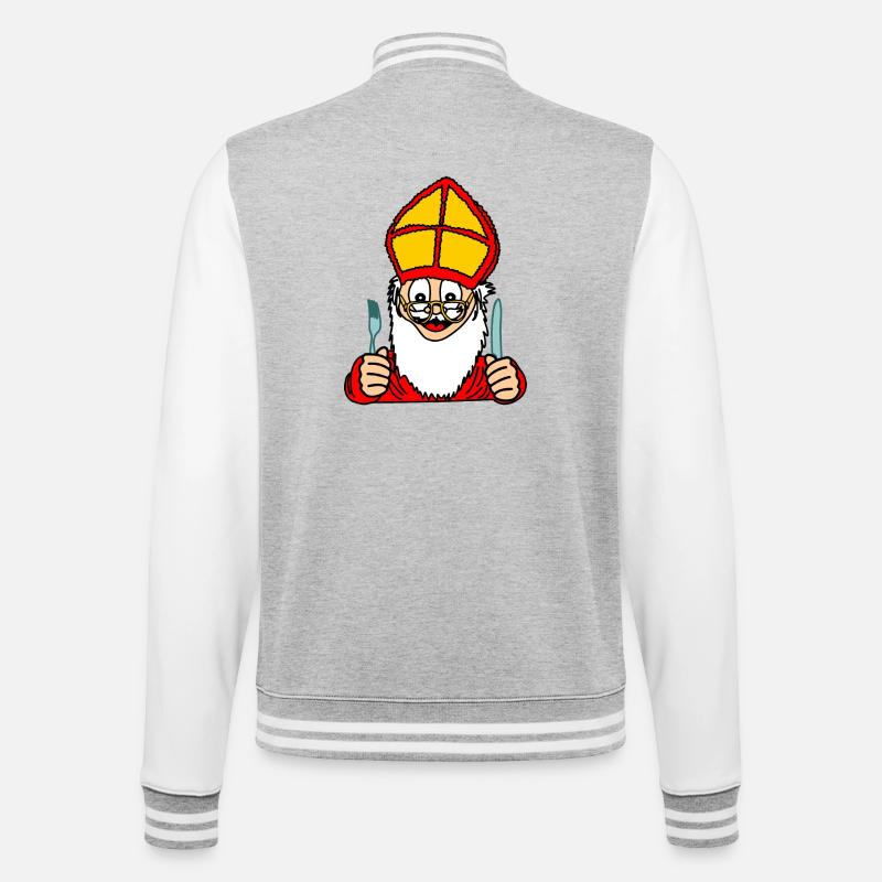 Sinterklaas mit Messer und Gabel - College-Sweatjacke - Grau meliert/Weiß