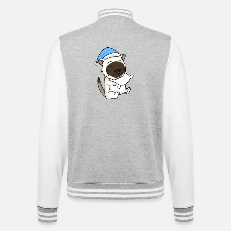 Chat race de chat Birmanie - Veste Teddy - gris chiné / blanc