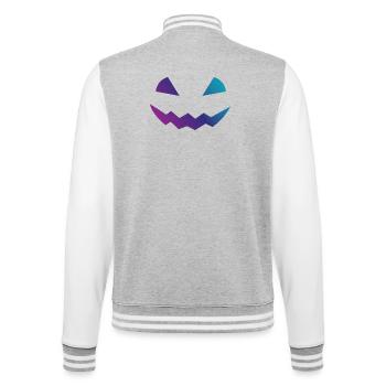 Halloween Pumpkin Design Face Disguise - College Sweat Jacket - heather grey/white - Back - Marisol (170cm)
