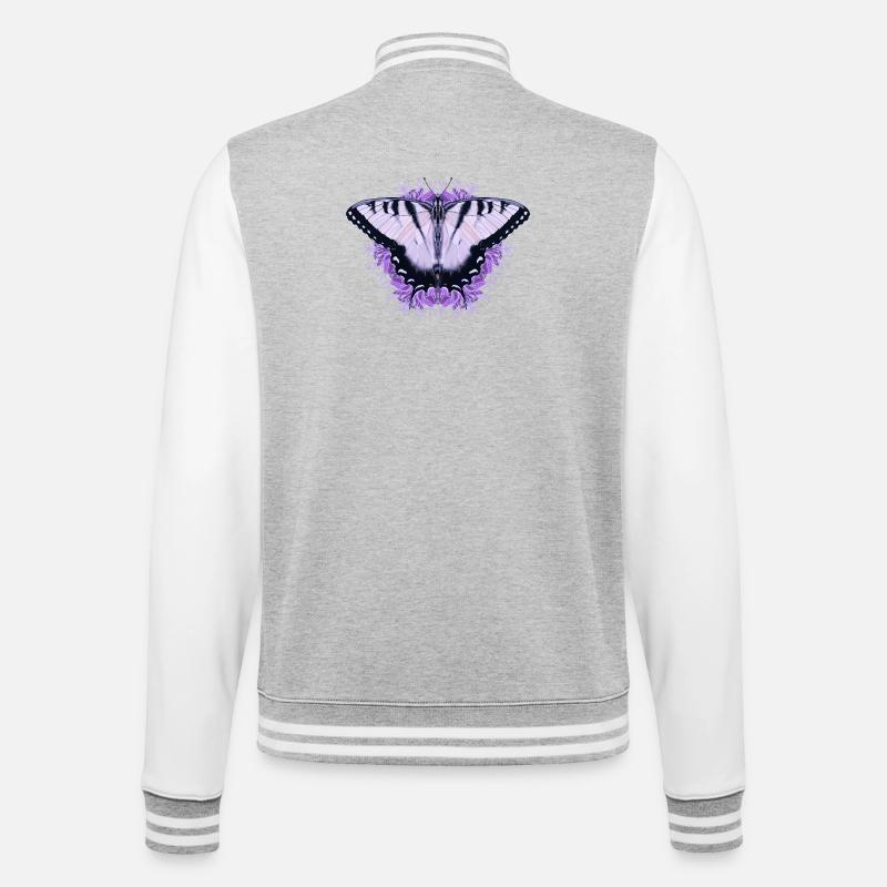 Papillon blanc à fleur pourpre - Veste Teddy - gris chiné / blanc