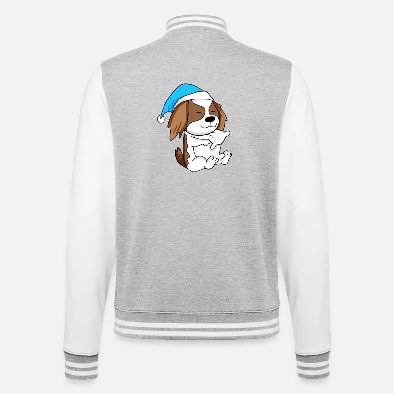 Hund Hunderasse Charles Spaniel - College-Sweatjacke - Grau meliert/Weiß