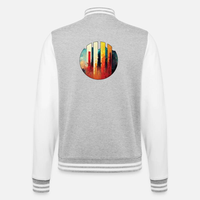 Metropolis - College Sweat Jacket - heather grey/white