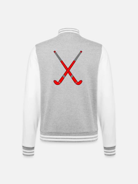 Feldhockeyschläger gekreuzt - College-Sweatjacke - Grau meliert/Weiß