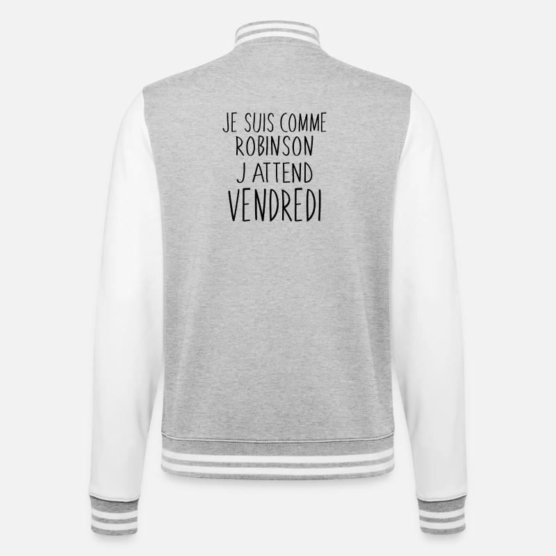 Je suis comme Robinson - Veste Teddy - gris chiné / blanc